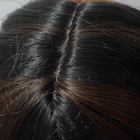 Brown Wig with Cooper Highlights Spiral Curly Lace Front Wig shoulder length - Picture 4 of 7